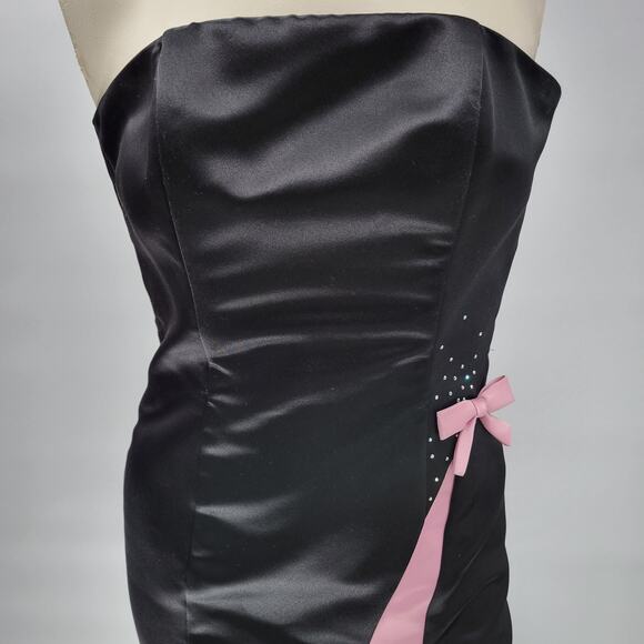 VTG Gunne Sax Jessica McClintock Gown 5/6 Black‎ Pink Satin Fairy Formal Dress - Picture 9 of 16